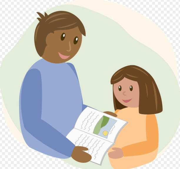 딸에게 책을 읽어주고 있는 아빠