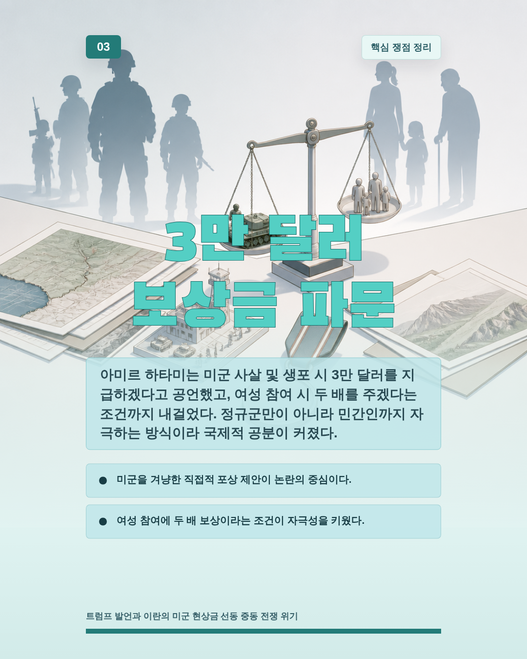 3만 달러 보상금 파문
