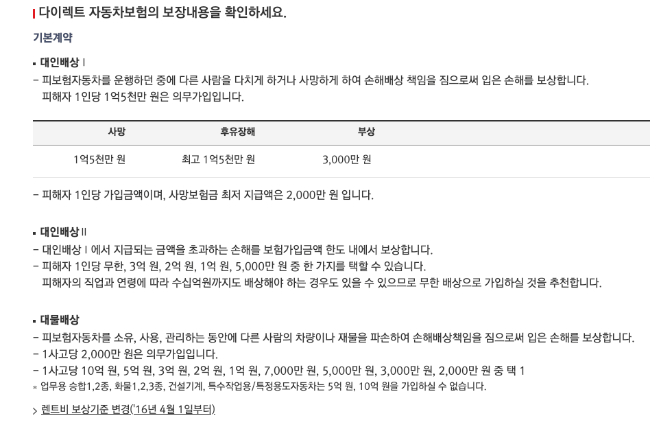 메리츠다이렉트자동차보험_보장내용