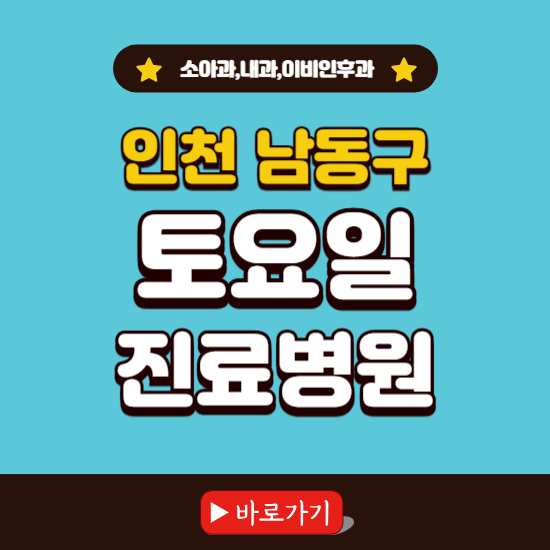 인천 남동구 토요일 진료 병원 찾기 ❘ 주말 문여는 소아과, 내과, 이비인후과 리스트