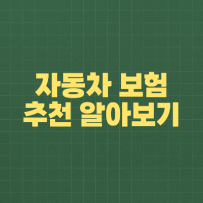 자동차 보험 추천 알아보기