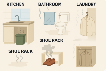 공간별로 냄새 발생하는 이미지