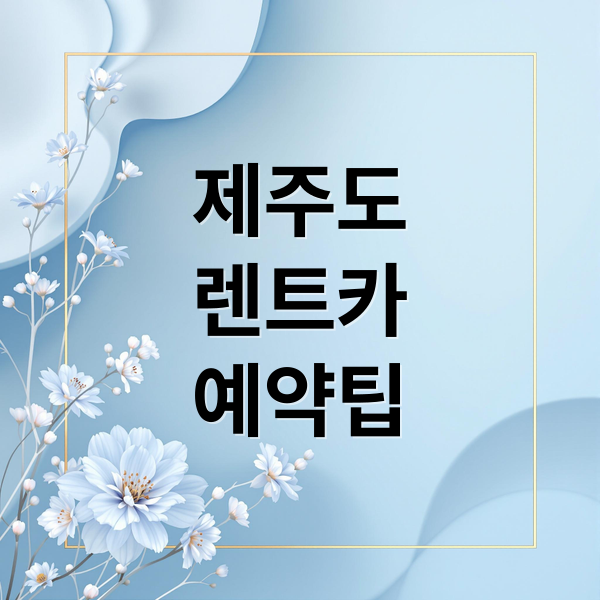 제주도 렌트카 예약부터 완전자차 보험, 비용 절약 팁까지 완벽 가이드