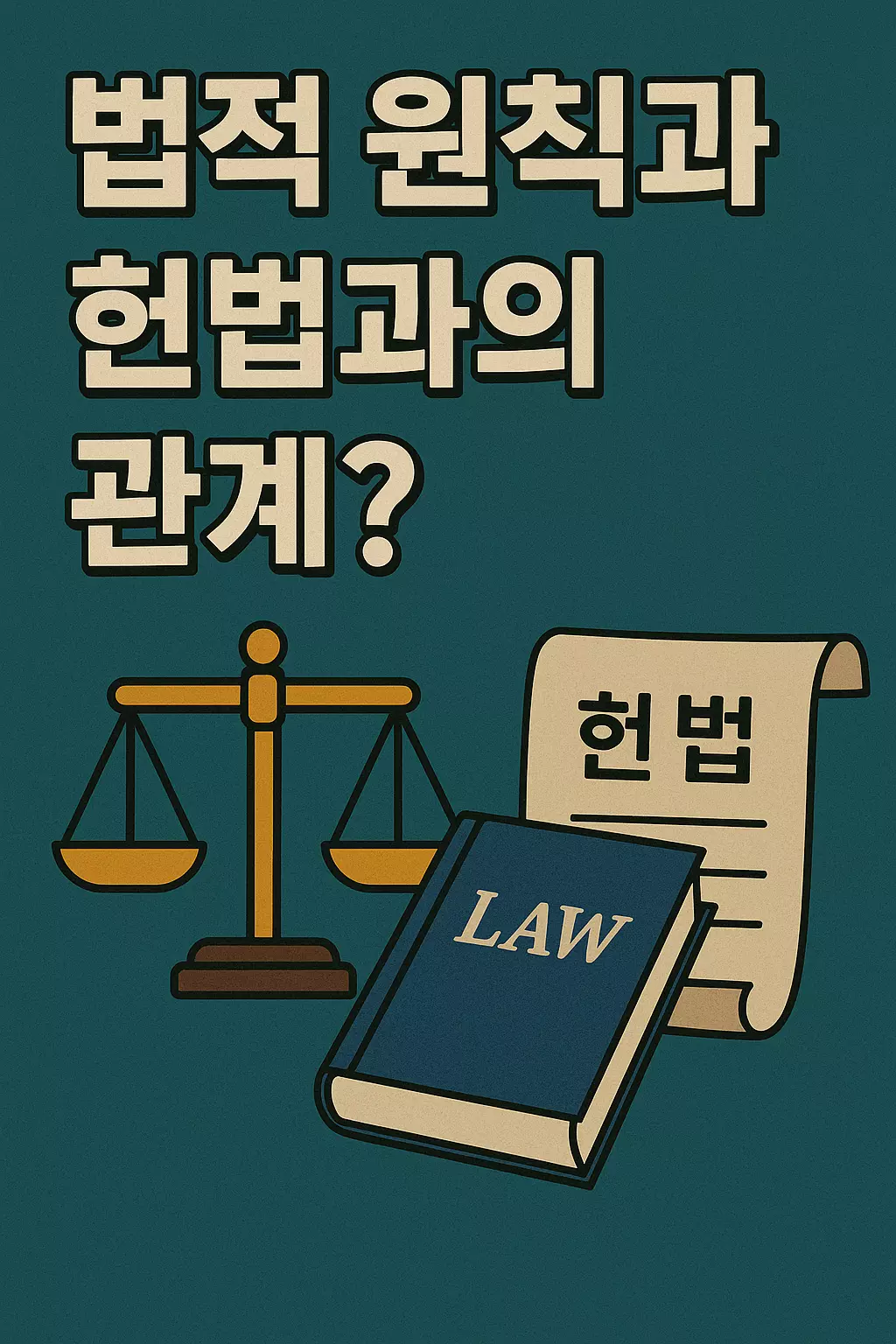 “노랑봉투법과 헌법상의 노동 3권 보장 사이의 법적 관계를 설명한 인포그래픽 – 헌법, 법서, 저울이 함께 등장하는 권리와 법적 원칙의 핵심 메시지를 담은 이미지”