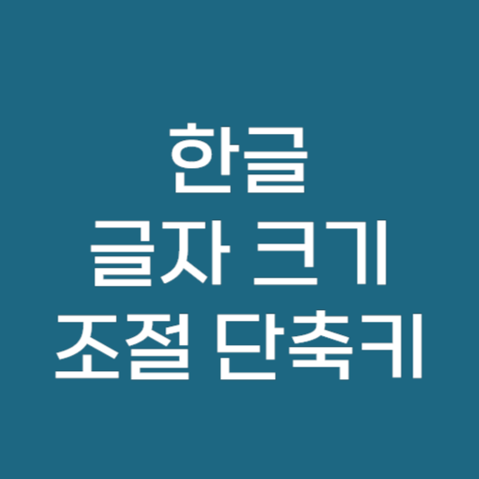 한글 글자 크기 단축키 조절 방법 hwp