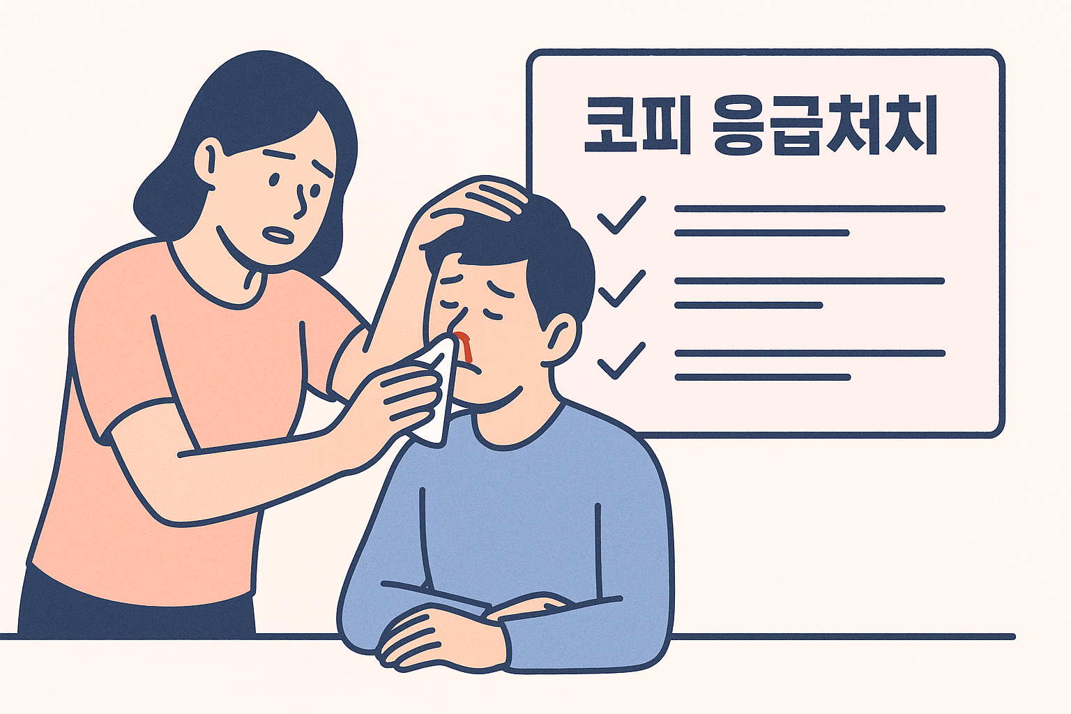 코피 응급처치를 돕는 사람들