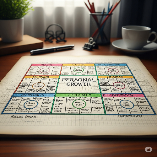 책상위에 만다라트가 놓여 있다