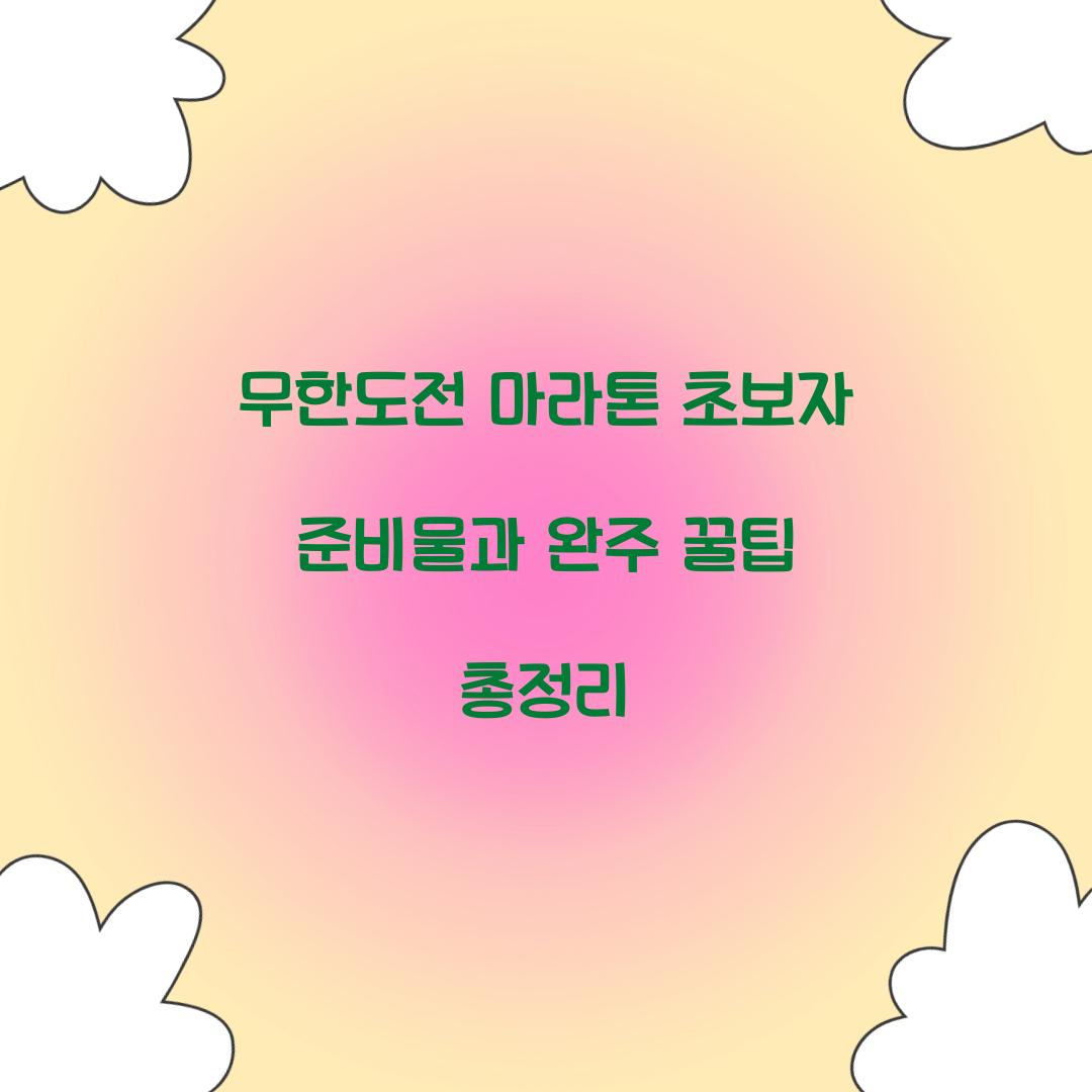 무한도전 마라톤 초보자 준비물