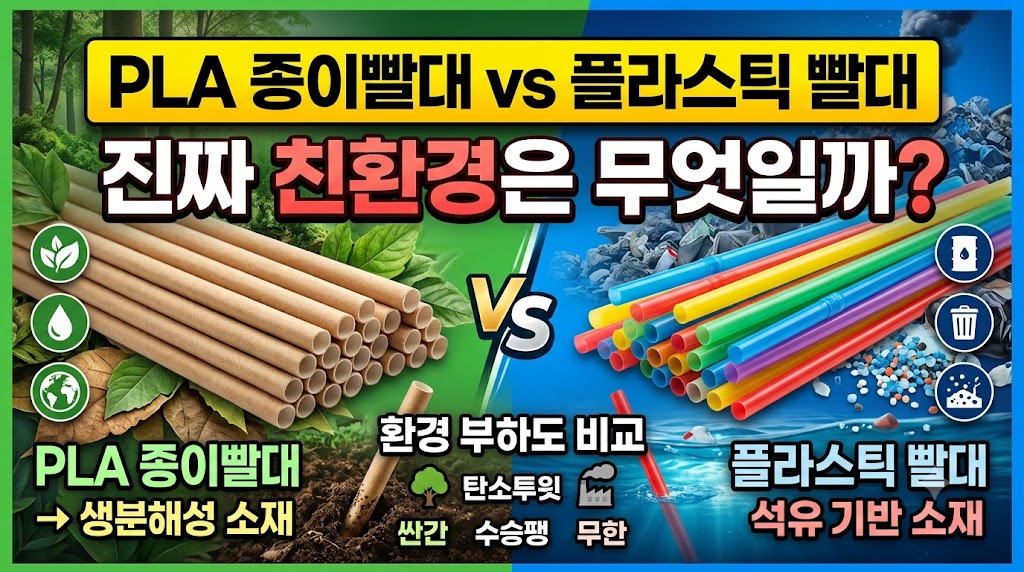 "PLA 종이빨대 vs 플라스틱 빨대, 진짜 친환경은 무엇일까? 환경 부하도 비교"