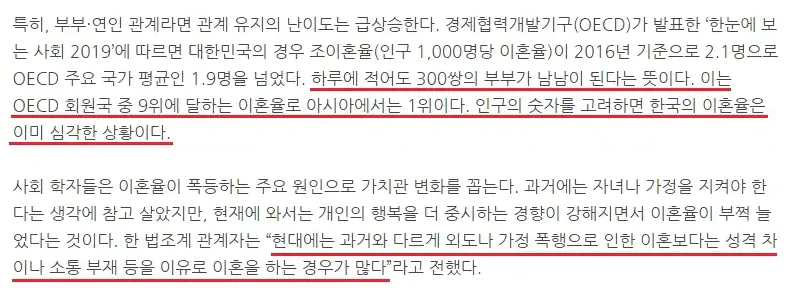 현대사회의 이혼 경향