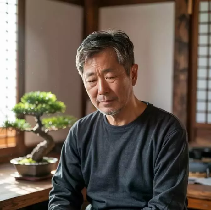 갱년기로 우울해 하는 50대 남성