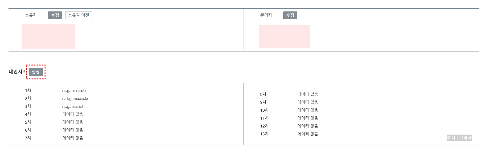 가비아 도메인에 카페24 네임서버 등록하기
