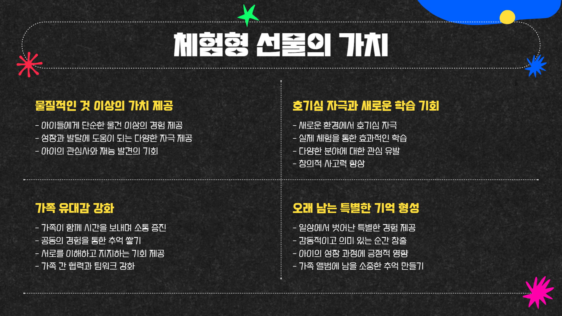 어린이날 선물 아이디어 가족과 함께하는 체험
