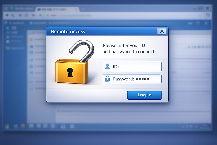 취약한 원격 접속 환경을 표현한 이미지