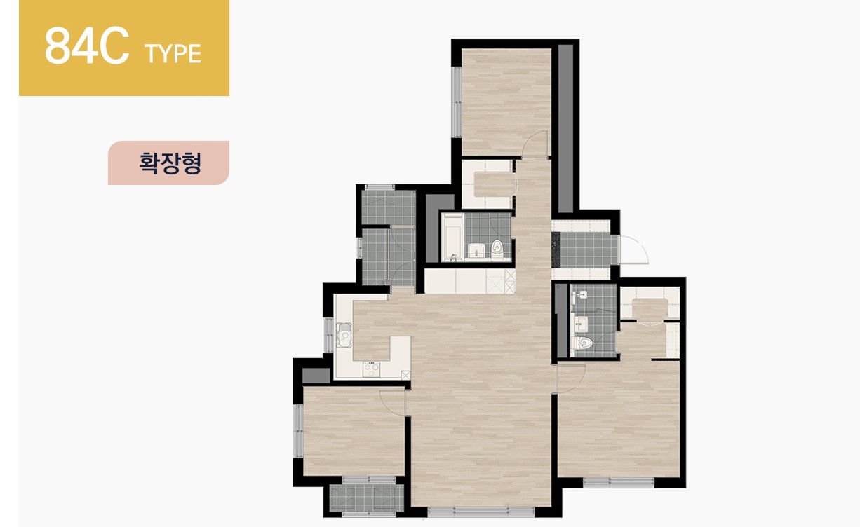 평택 고덕 대방디에트르 84C 평면도