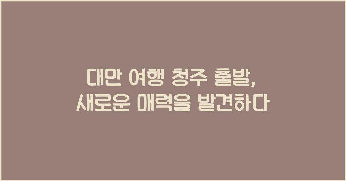 대만 여행 청주 출발