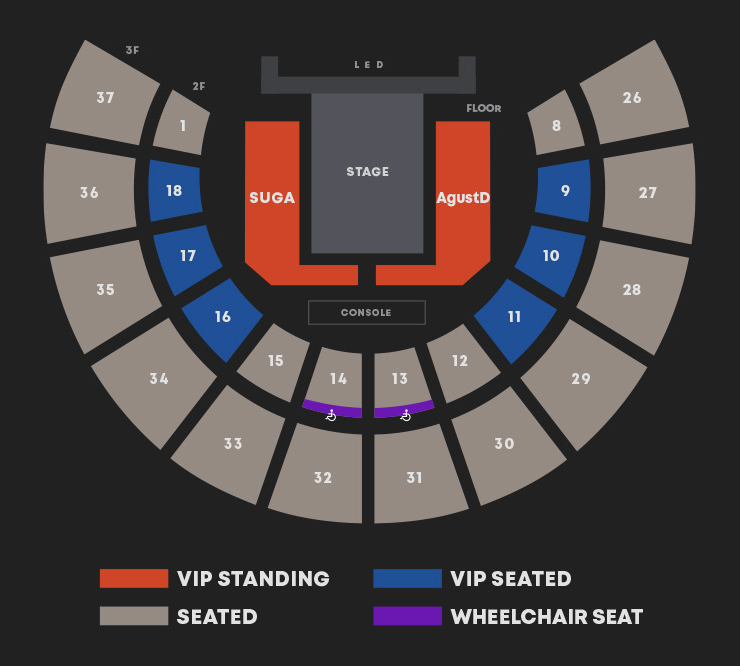 2023 BTS 슈가 콘서트: Agust D TOUR &lsquo;D-DAY&rsquo; in SEOUL 좌석배치도