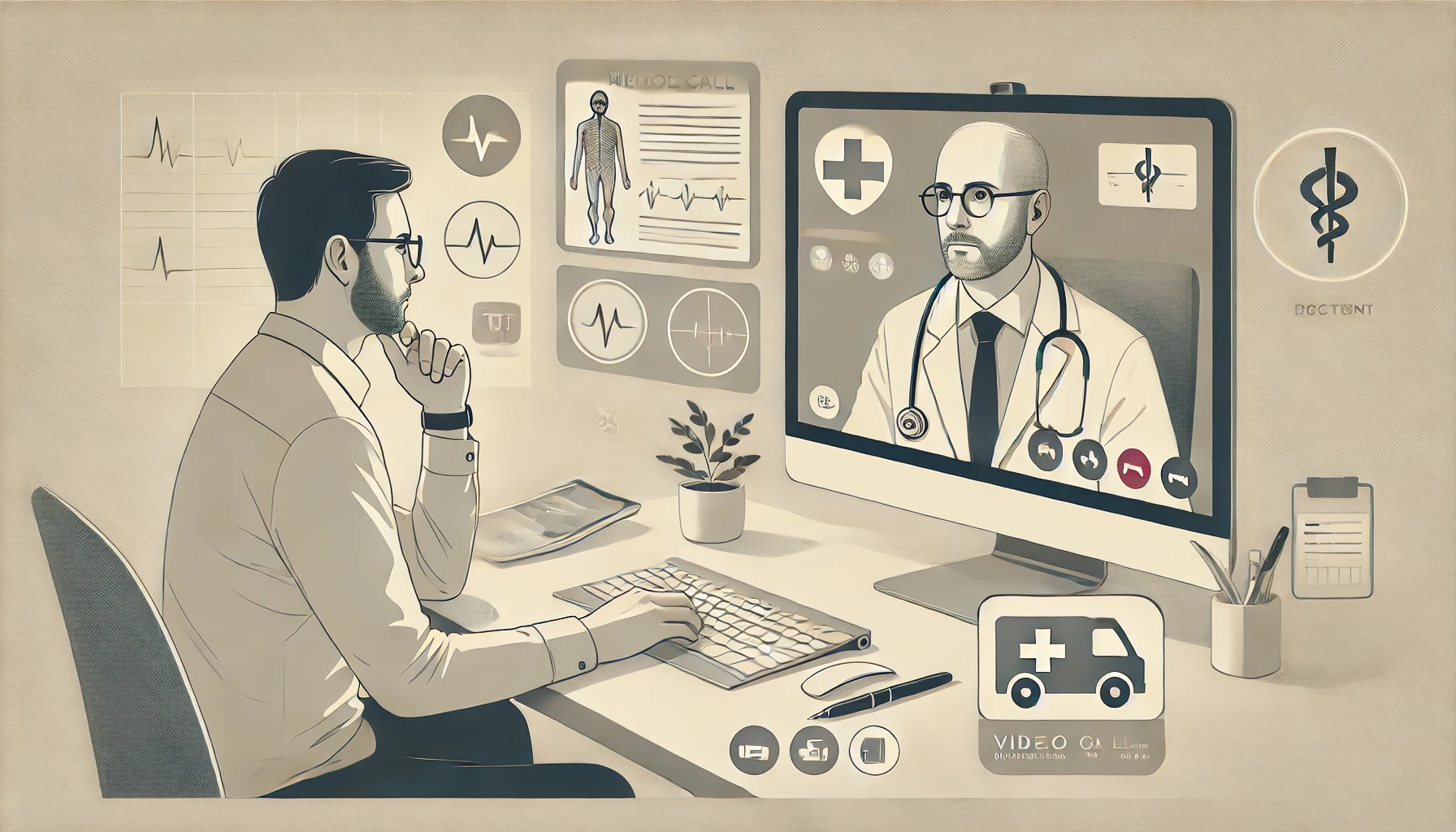 원격 의료 상담 장면을 표현한 이미지