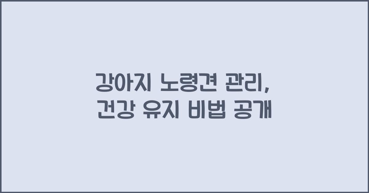 강아지 노령견 관리, 건강 유지