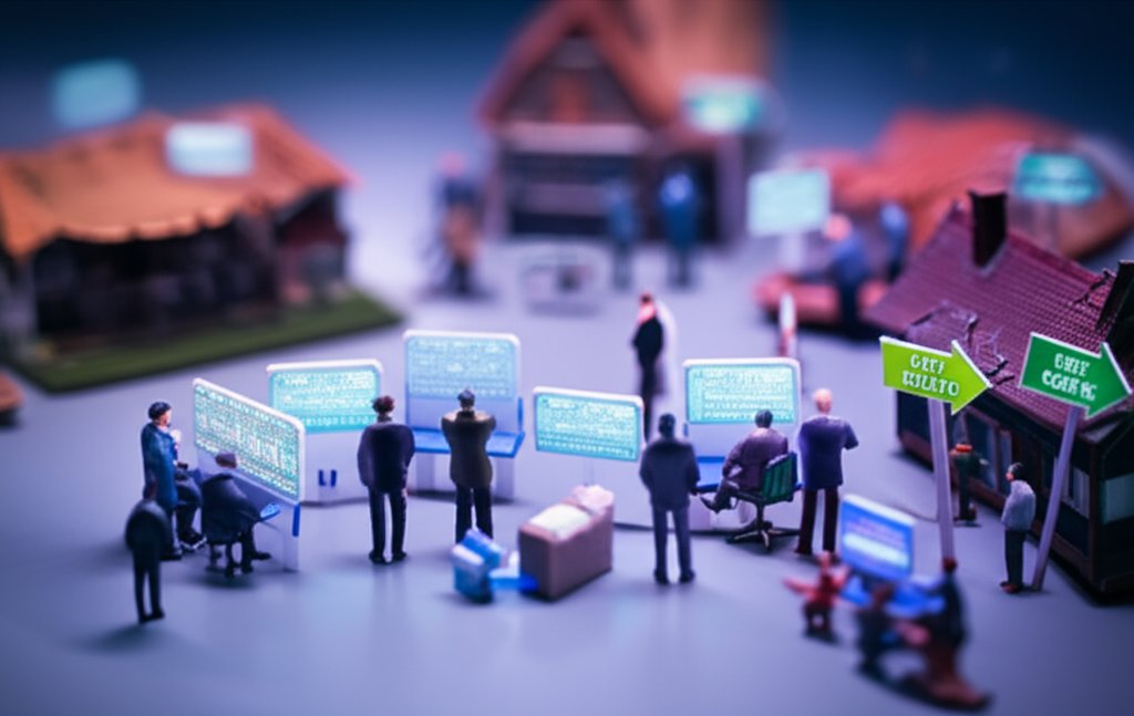 VC의 데이터 기반 투자 결정과 엑시트 전략 미니어처 디오라마 스타일, 틸트시프트 효과