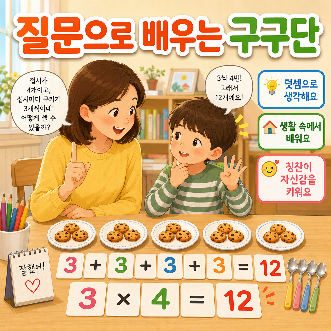 생활 속 질문과 칭찬이 구구단 자신감을 키워 줘요