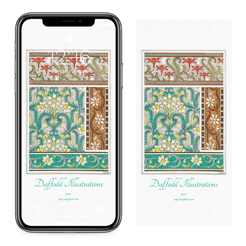 14 수선화 장식 일러스트, Pl 30 C - Daffodil Illustrations 아이폰봄배경화면