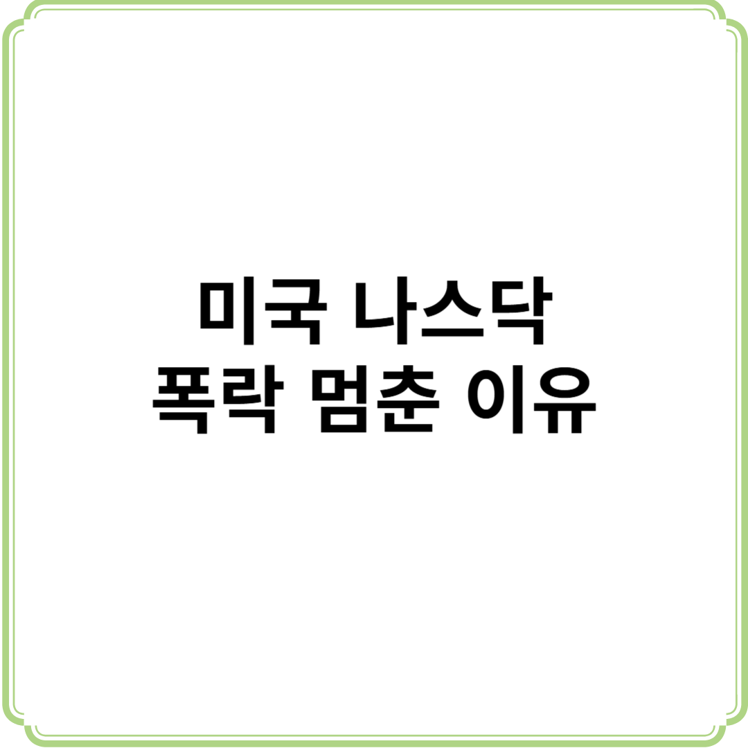 미국나스닥 폭락 멈춘 이유