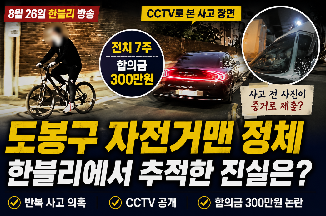 도봉구 자전거맨 정체｜한블리 CCTV&middot;전치 7주&middot;합의금 300만원 논란