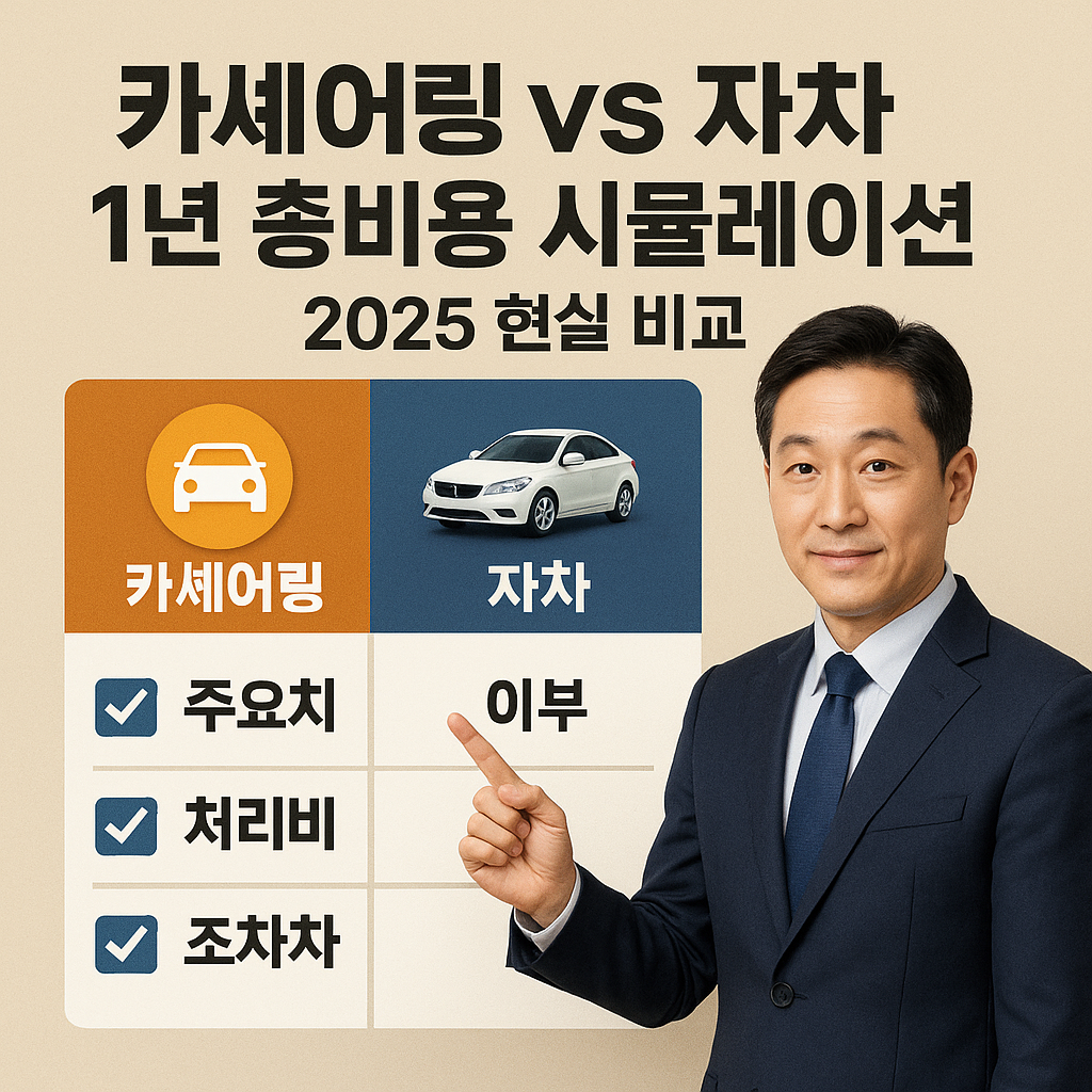 카셰어링 vs 자차 1년 총비용 시뮬레이션 ｜ 2025 현실 비교