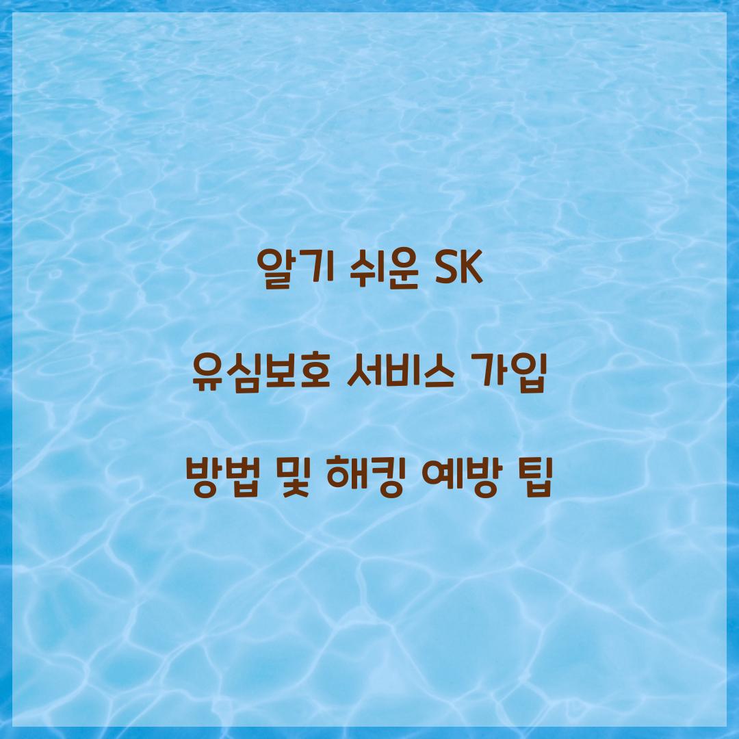 알기 쉬운 SK 유심보호 서비스 가입 방법