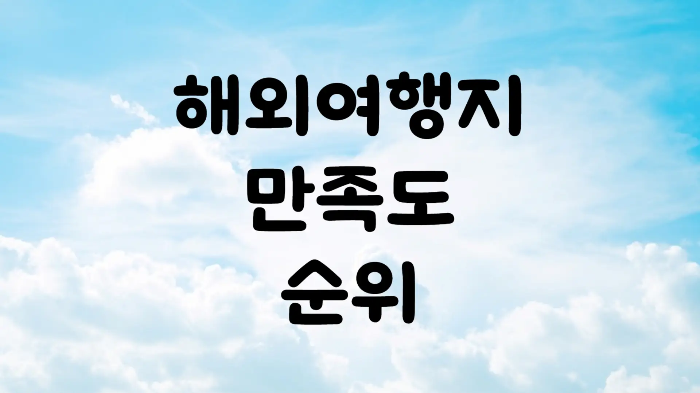 2024년 해외여행지 만족도 순위