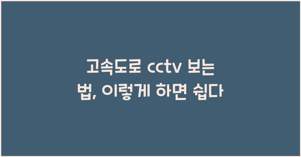 고속도로 cctv 보는 법