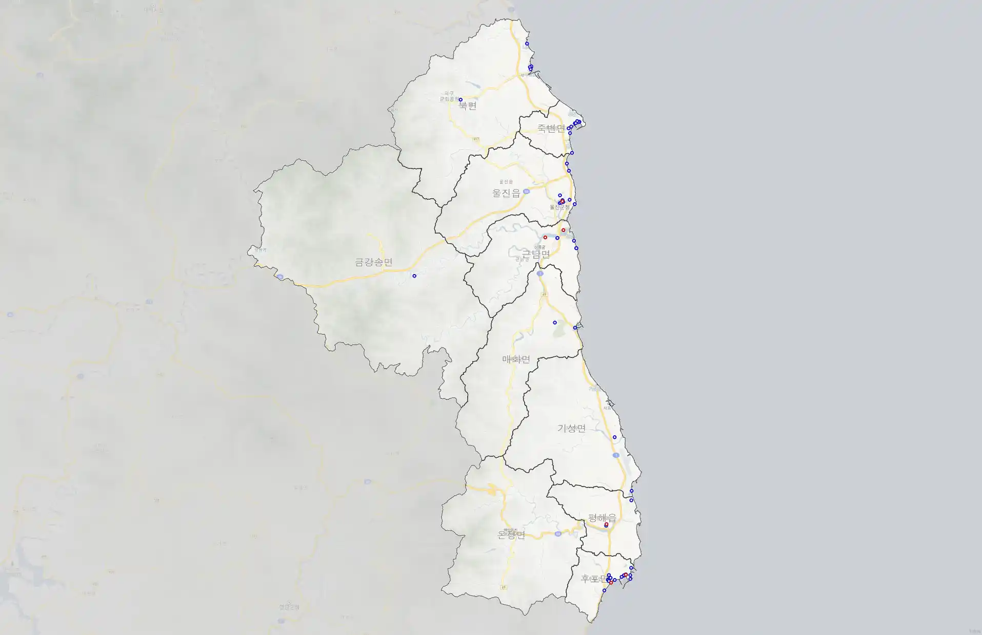 경북 울진군 카페 베이커리 위치도
