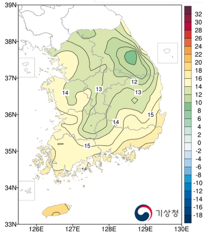 가을 평균 기온 분도포
