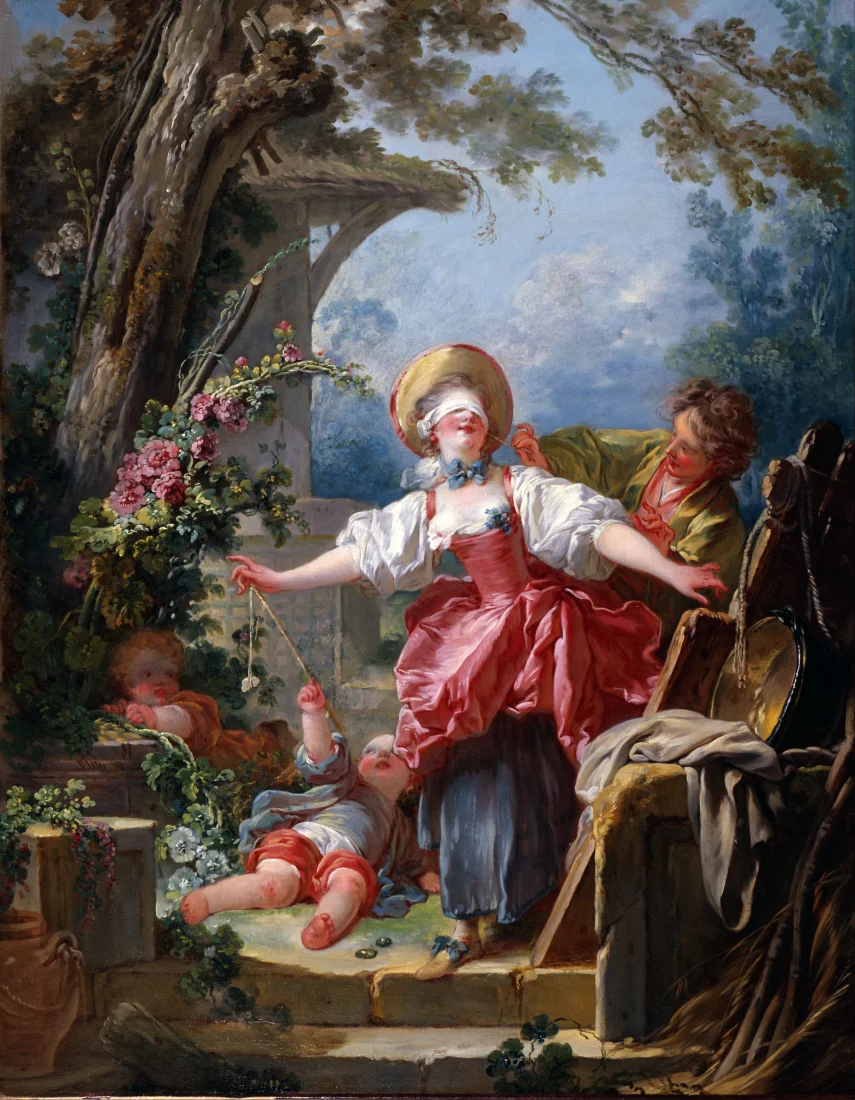 Jean-Honore Fragonard - Blind-Man&rsquo;s Buff - ArtStollNote