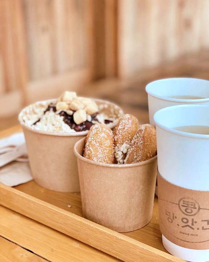 김창옥 콩물도넛 조청콩도넛 인절미라떼 강릉 주문진 도깨비시장 맛집