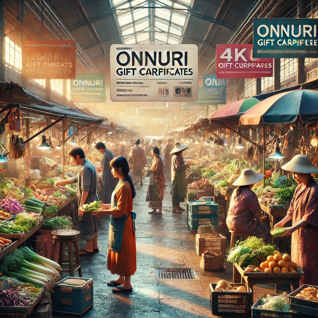 전통시장에서 상품권 사용하는 모습