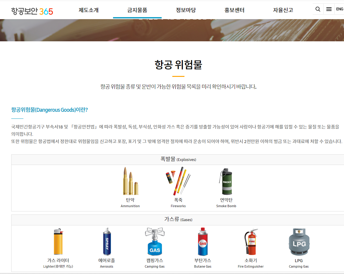 기내반임금지물품