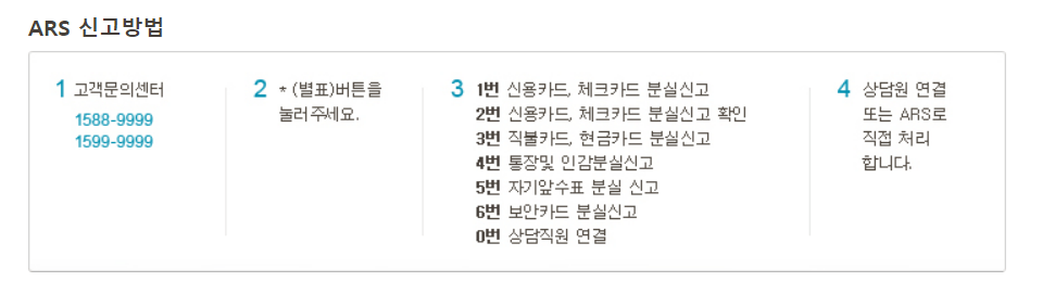 국민은행 ARS신고방법