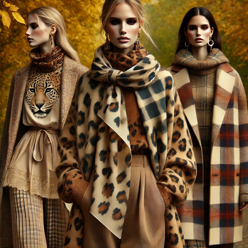 레오파드 프린트와 과감한 체크 패턴의 부드러운 느낌으로 현대화된 가을 패션
