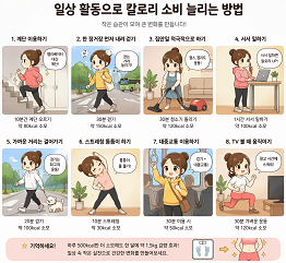 일상 활동으로 칼로리 소비 늘리는 방법