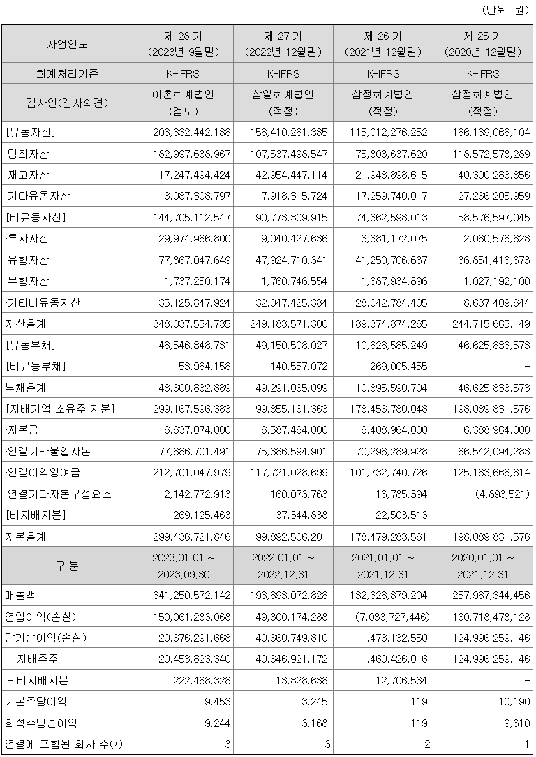 요약 연결 재무정보