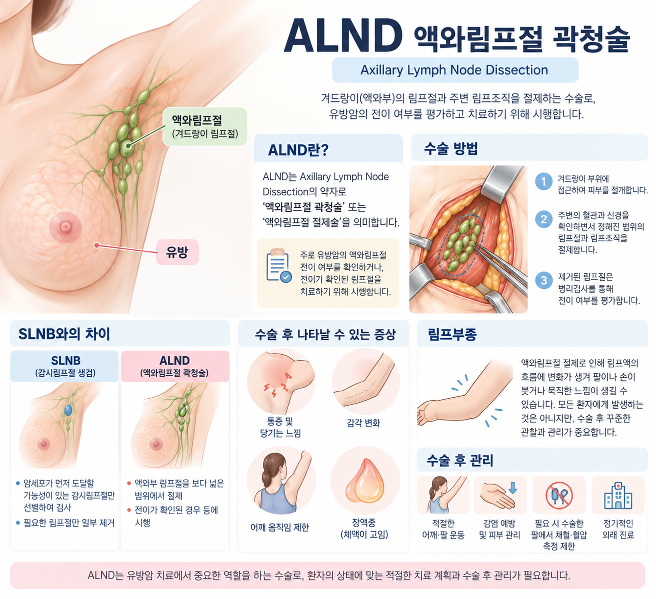 ALND 의학용어 뜻은? 액와림프절 곽청술 수술 방법과 후유증