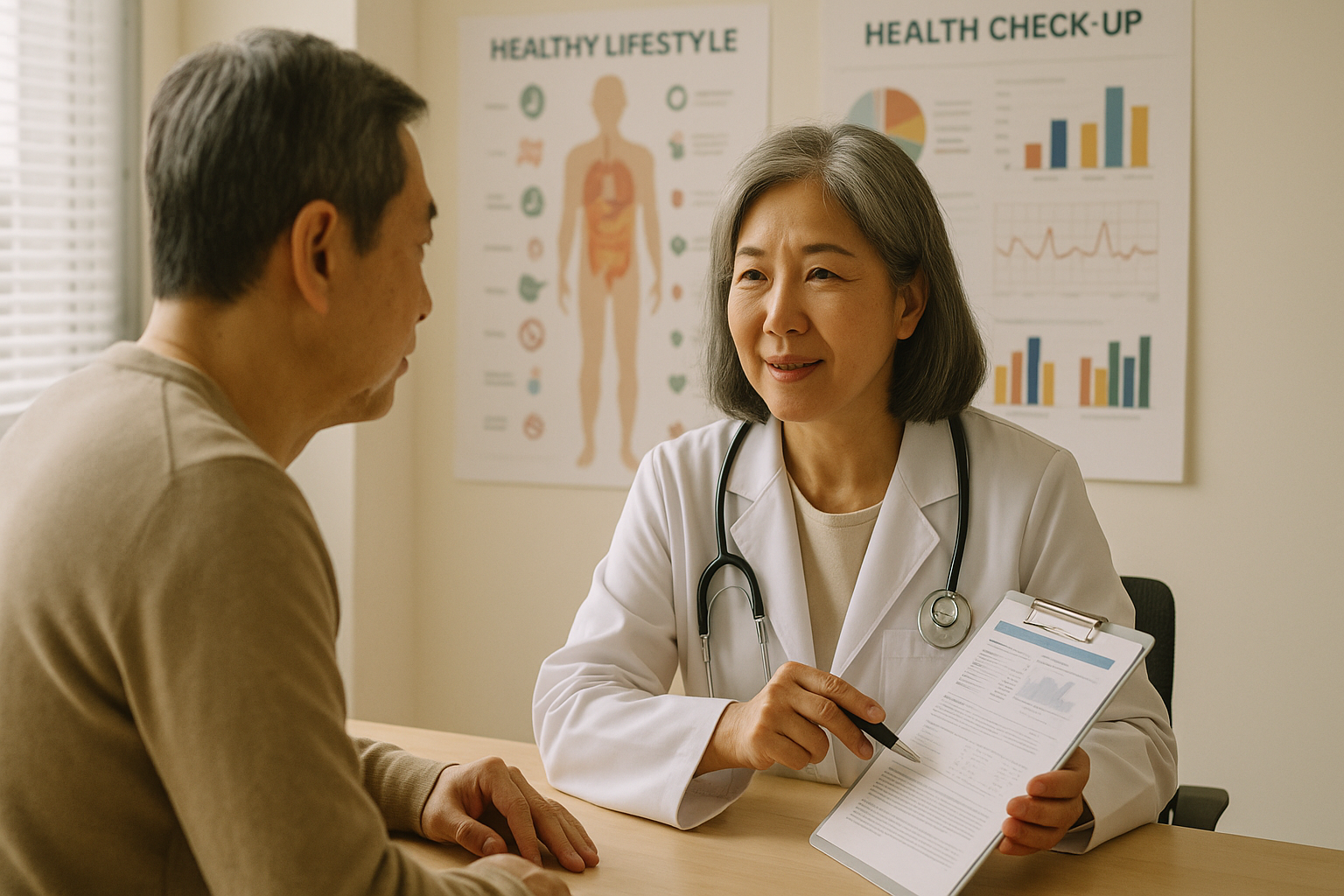 검진결과를 설명하는 의사