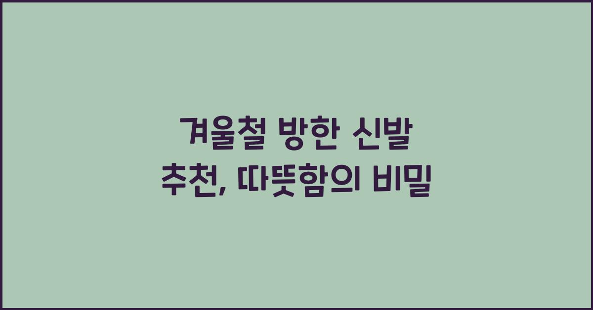 겨울철 방한 신발 추천