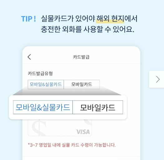 트래블월렛 모바일, 실물카드