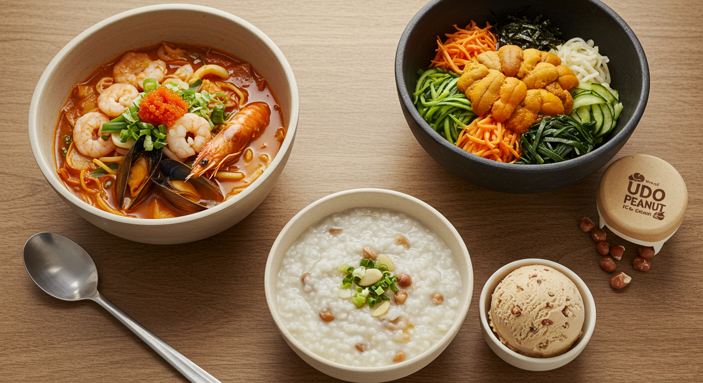 우도 땅콩 아이스크림과 현지 음식