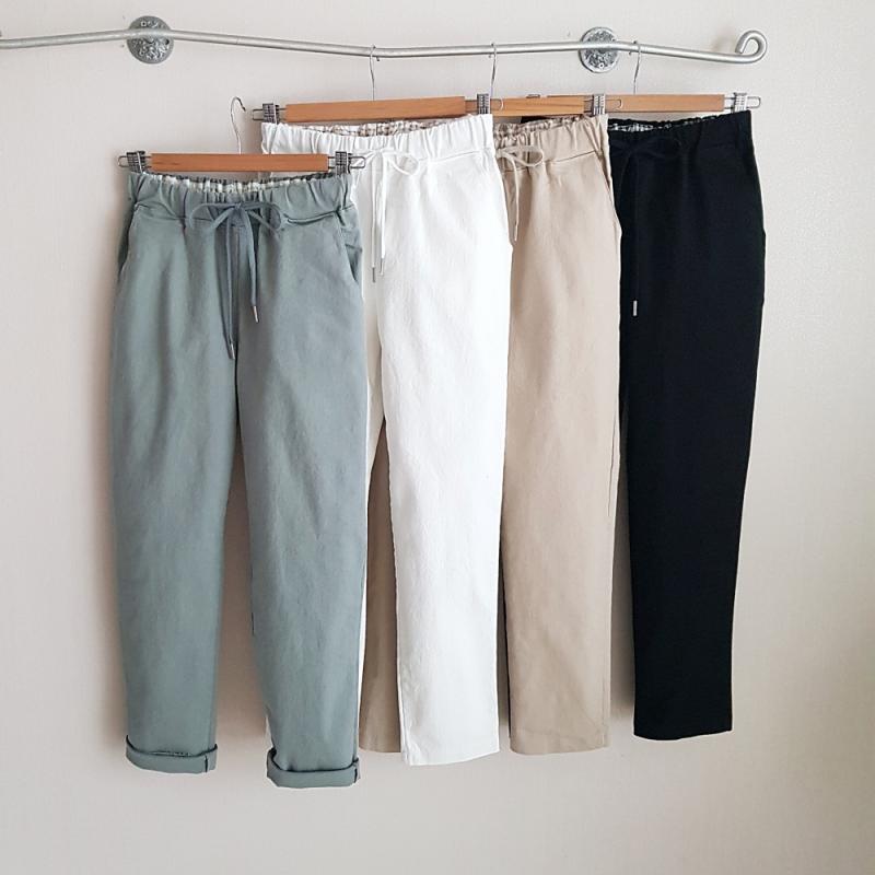 데일리 봄 밴딩 배기바지 편한 일자 배기팬츠 빅사이즈 베이지 기모