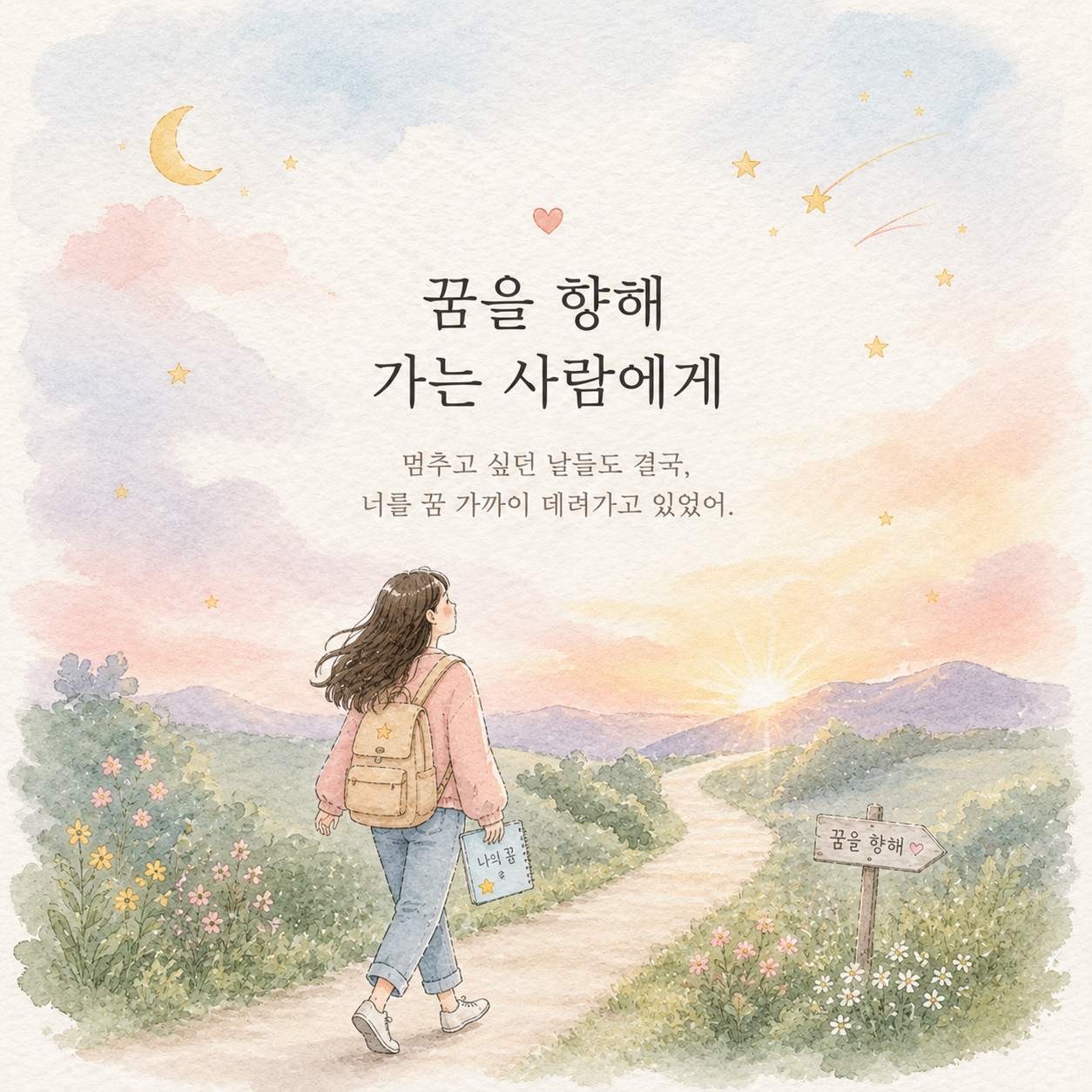 꿈을 향해 가는 사람에게 동기부여 응원 글귀 이미지