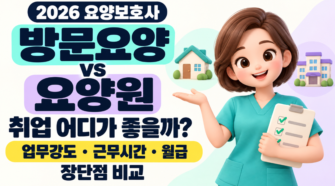 요양보호사 방문요양 vs 요양원 어디가 좋을까?｜월급&middot;업무강도&middot;근무시간&middot;장단점&middot;초보자 취업 비교